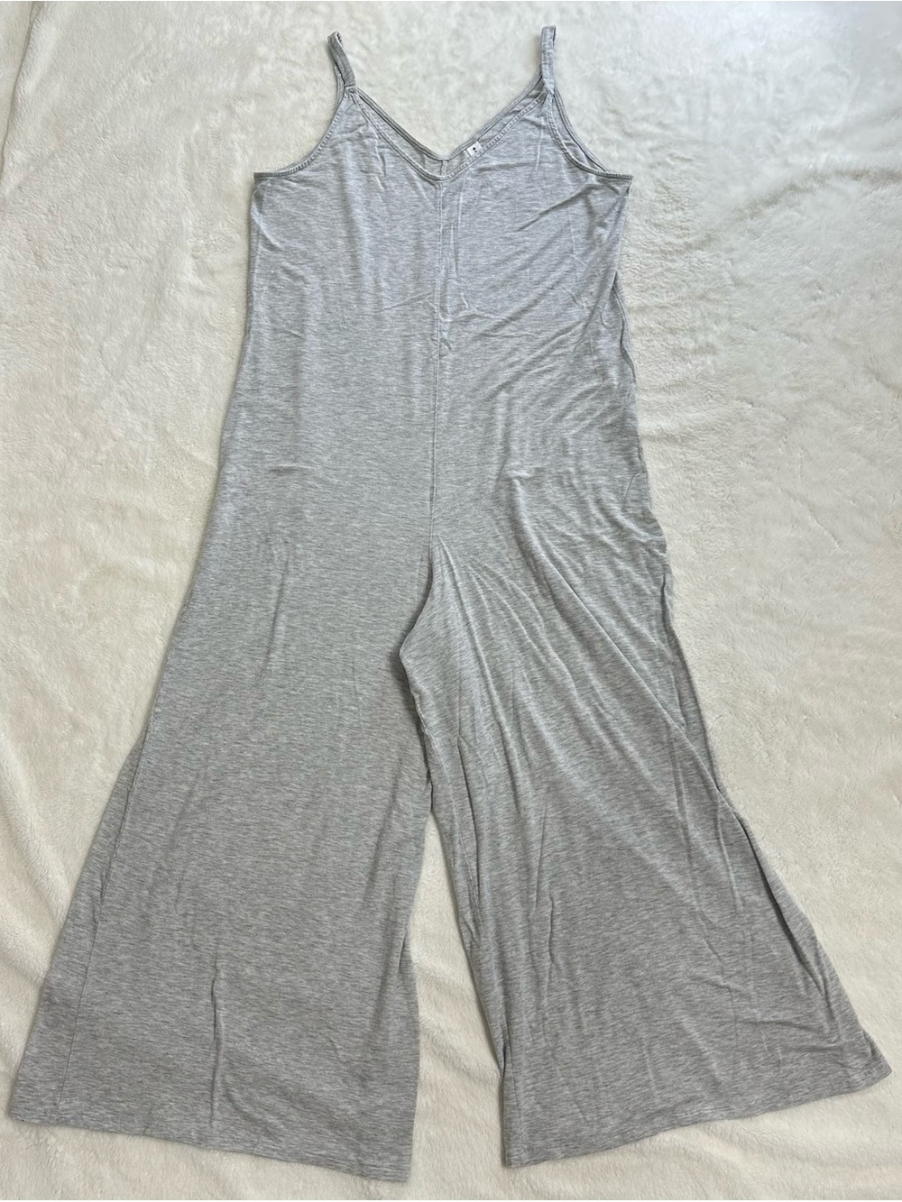 Athleta Nighttime Bliss Sleep V-Neck Romper Gray M Wide Leg Lounge Jumpsuit